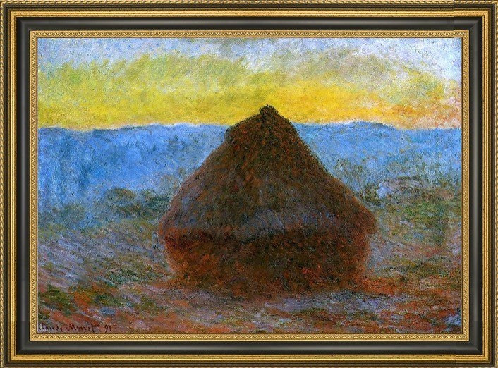 Claude Oscar Monet Grainstack Framed Premium Canvas Print, 16"x24"