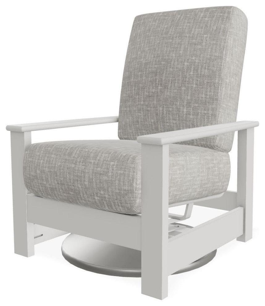 Leeward Deep Seat Outdoor Hidden Swivel Rocker, Hither Pewter/Snow