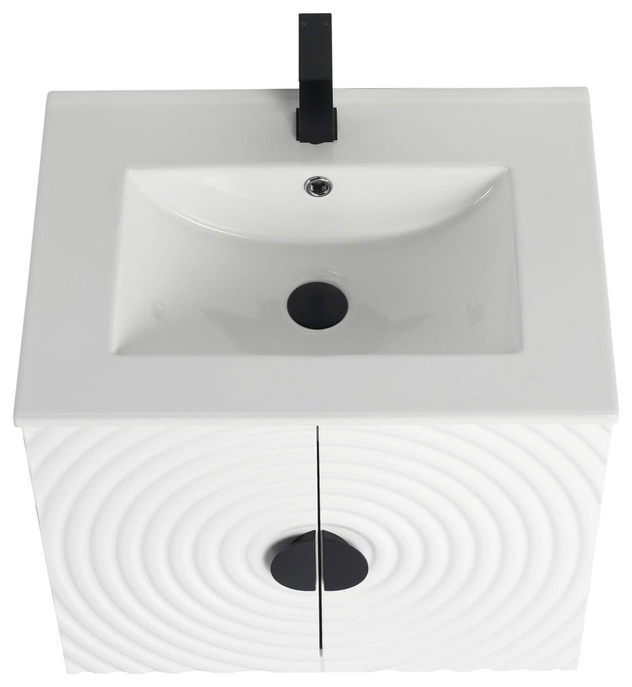 Pellabay Bath Vanity, Fluted Circular Doors Sink Included