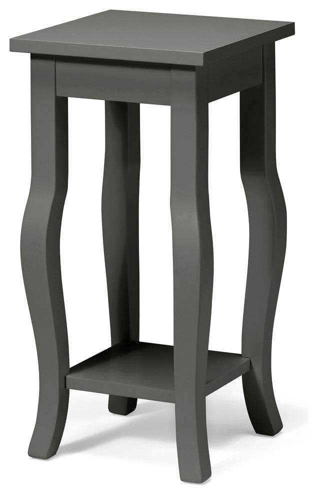 Lillian Wood End Table With Curved Legs and Shelf, Gray