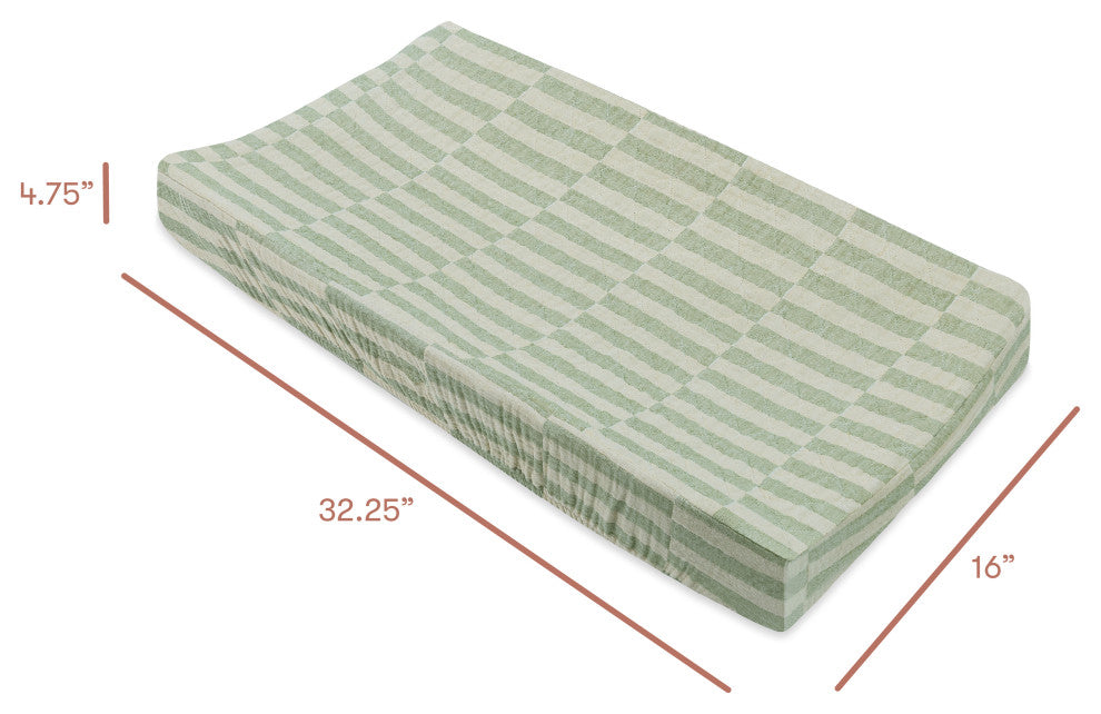 Quilted Changing Pad Cover, GOTS Certified Organic Muslin Cotton, Moss Stripe