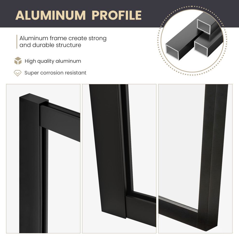 Puente Bathtub Screen Framed Glass Shower Door Shower Panel, Matte Black, 34" W X 58"h