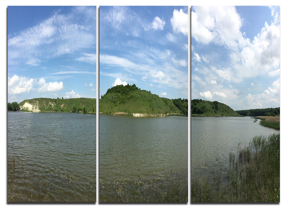 "Wide Lake Trees Sky Landscape" Metal Wall Art, 3 Panels, 36"x28"