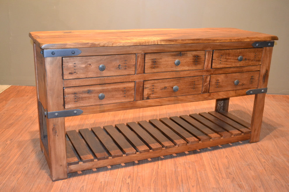 Greenview 6-Drawer Rustic Console Table