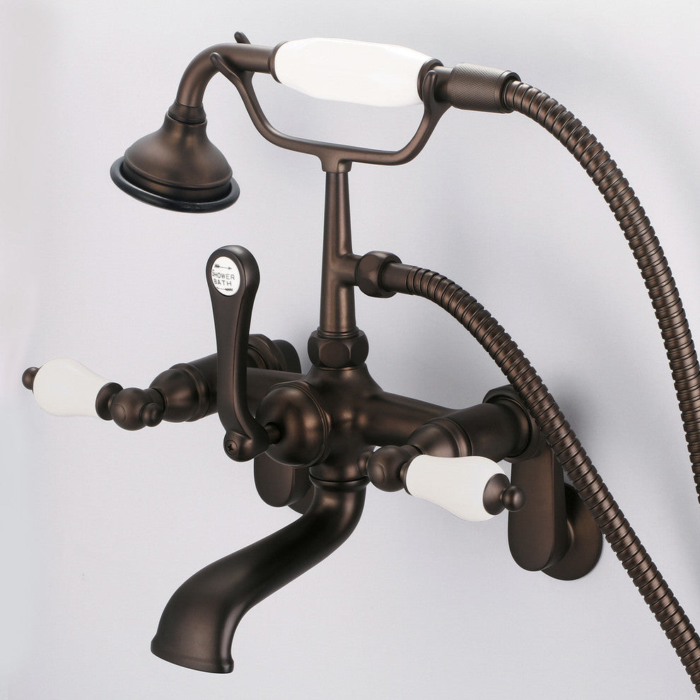 Vintage Classic Wall Mount Tub Faucet With Handshower, Oil Rubbed Bronze Finish