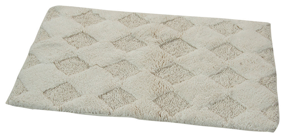 Bath Rug Cotton, 2 Piece Set, 24"x17" and 34"x21", Ivory, Pattern Charlotte