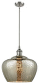 1-Light Large Fenton 11" Pendant, Brushed Satin Nickel, Glass: Mercury
