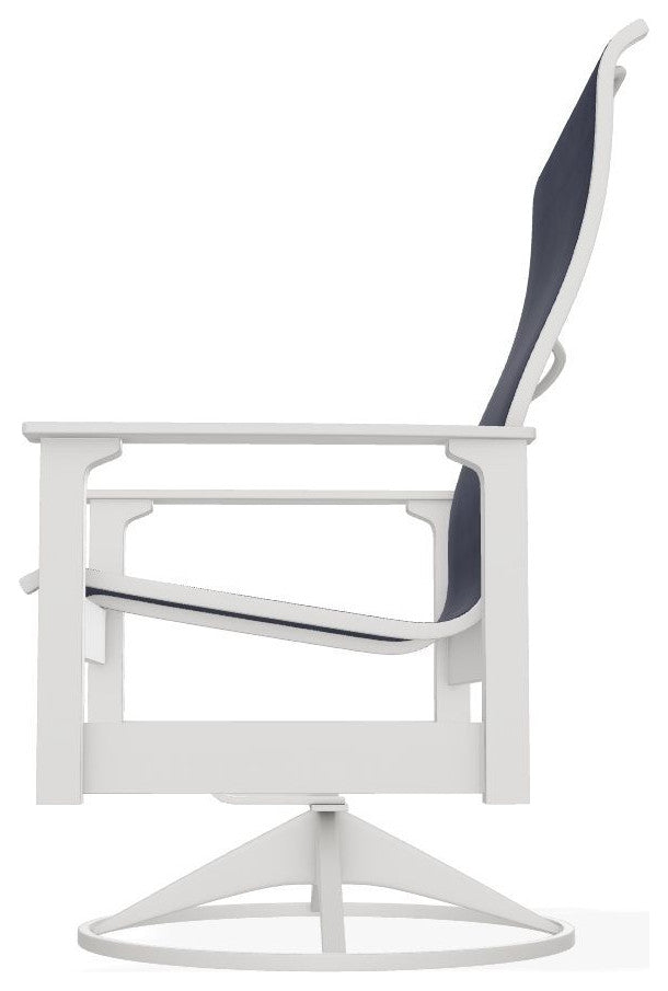 Leeward Sling Outdoor Swivel Rocker, Collect Indigo/Snow