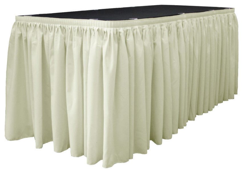LA Linen Polyester Poplin Table Skirt, Ivory, 204"x29"