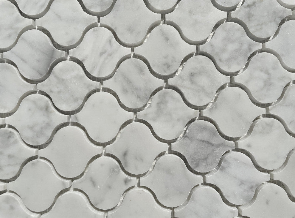 Carrara Venato Marble Arabesque Baroque Lantern Mosaic Tile Polished, 1 sheet