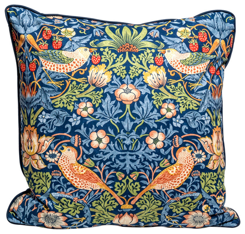 William Morris "Strawberry Thief" pillow cover, designer pillow cover, 24"x24"