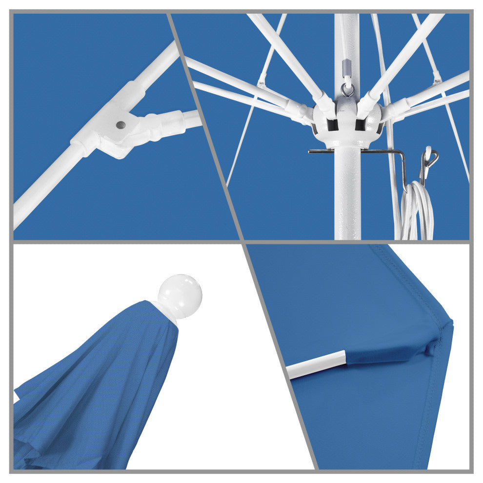 11' Fiberglass Umbrella With White Frame, Frost Blue, 11'