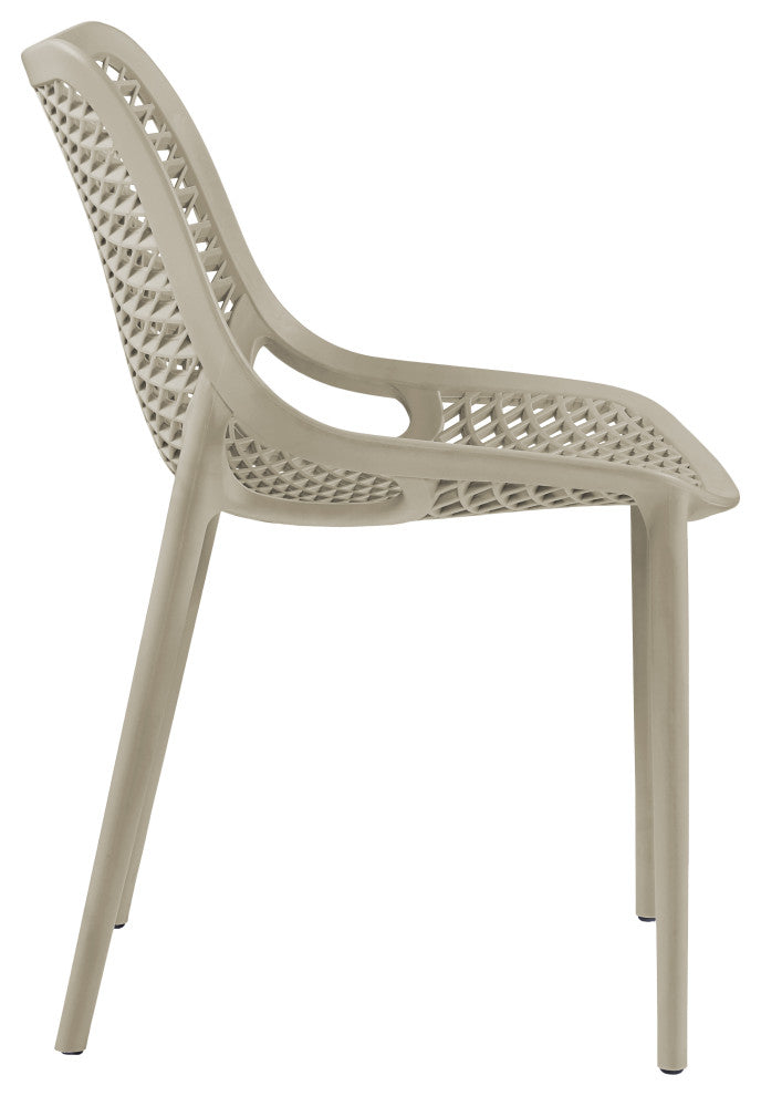 Mykonos Outdoor Patio Dining Chair (Set of 4), Taupe, Armless