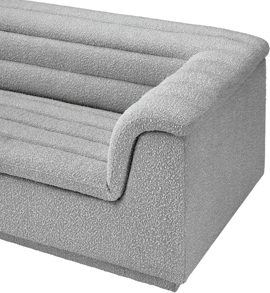 Cascade Upholstered Modular Sofa, Grey, Boucle Fabric, Straight Sofa