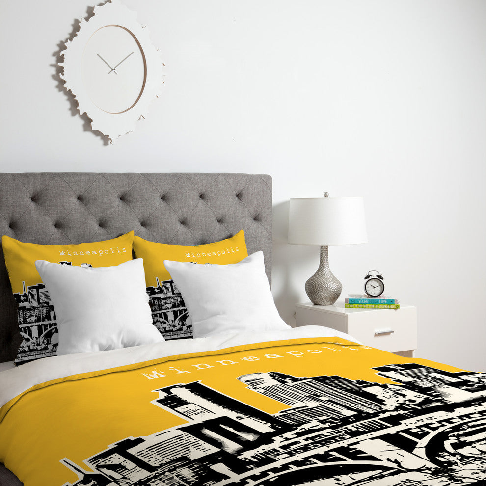 Deny Designs Bird Ave Minneapolis Yellow Duvet Cover - Lightweight