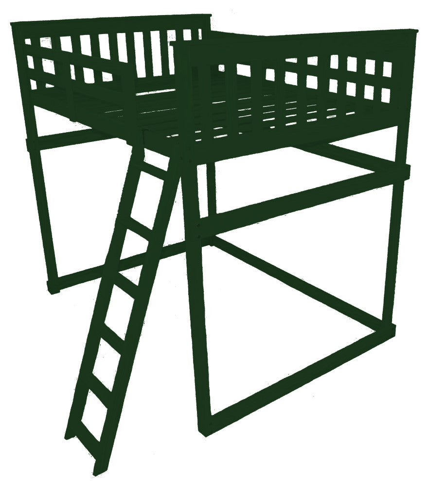 Mission Loft Bed, Dark Green, Full, Side Ladder