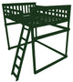 Mission Loft Bed, Dark Green, Full, Side Ladder