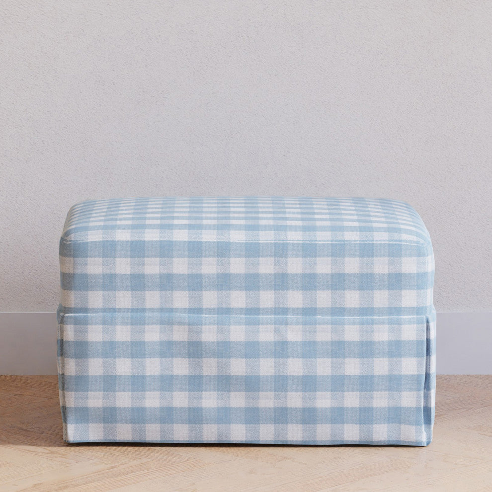 Crawford Gliding Ottoman, Blue Gingham