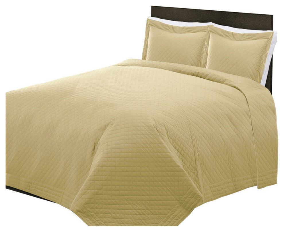 Cottonpure 100% Cotton Diamond Quilt , Wheat, Twin