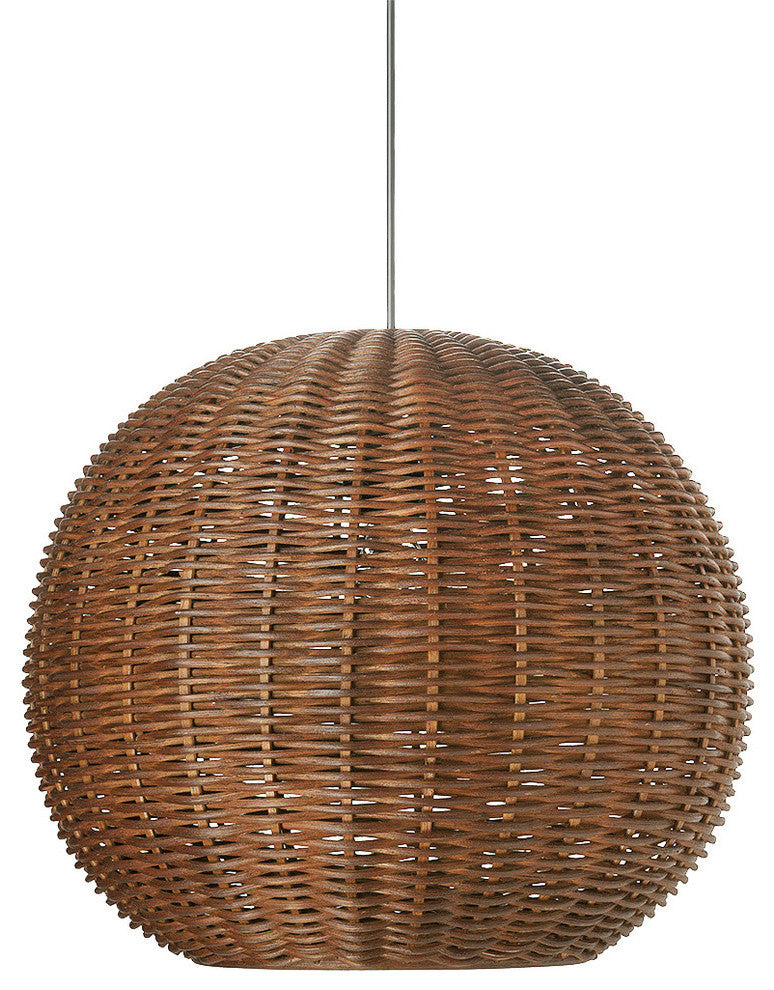 Handwoven Wicker Ball Pendant Light, Natural, Brown