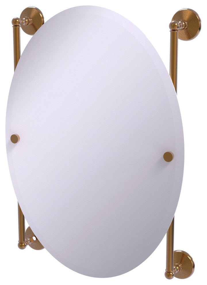 Monte Carlo Oval Frameless Rail Mounted Mirror, Brushed Bronze