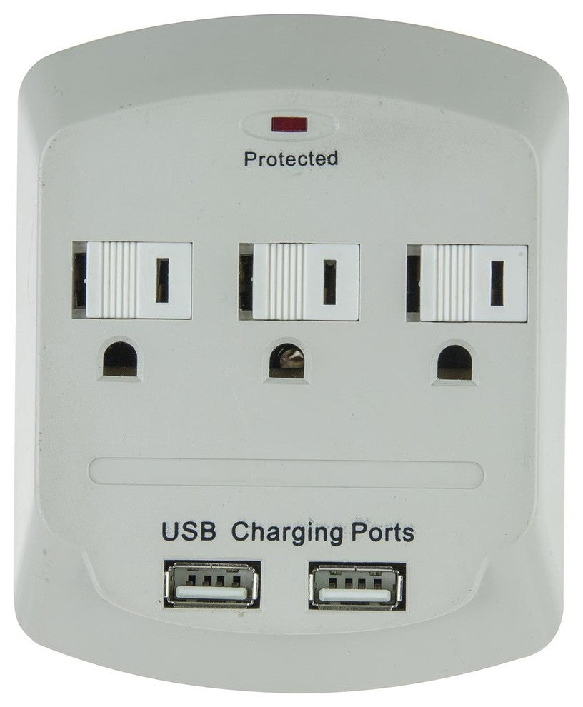 Sunlite E148 3 Outlet Surge Protector With 2 Usb Ports