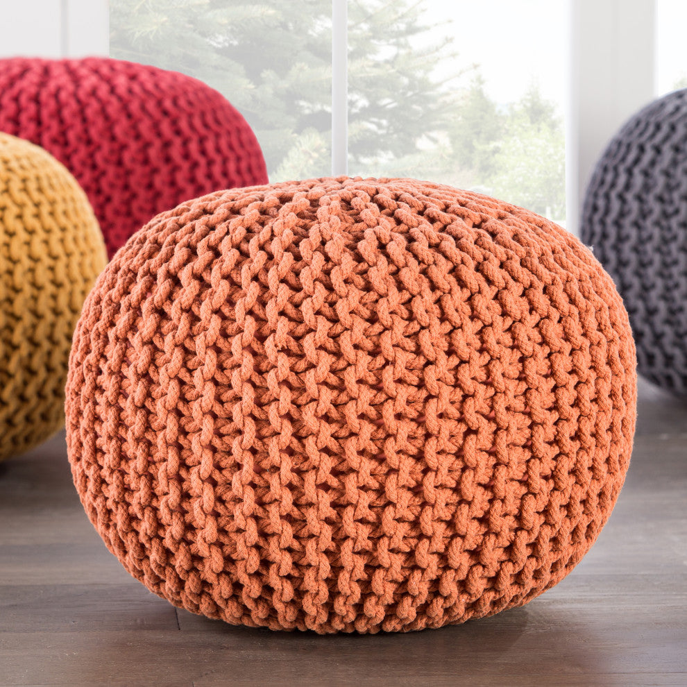 Jaipur Living Visby Textured Round Pouf, Aragon