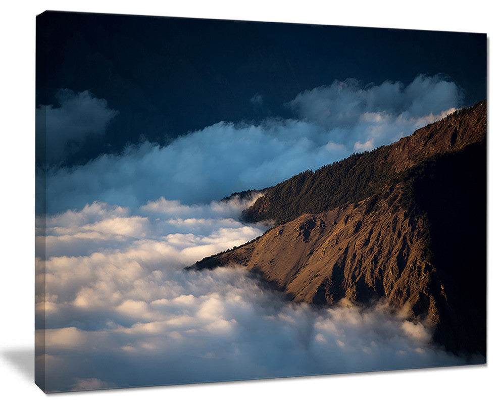 "Clouds At The Foot of Hills" Contemporary Landscape Canvas Art, 40"x30"