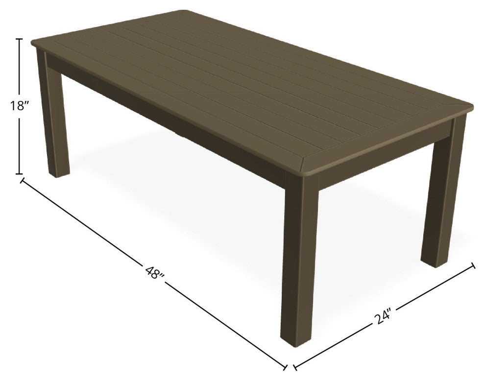 24" x 48" Marine Grade Outdoor Coffee Table, Beachwood