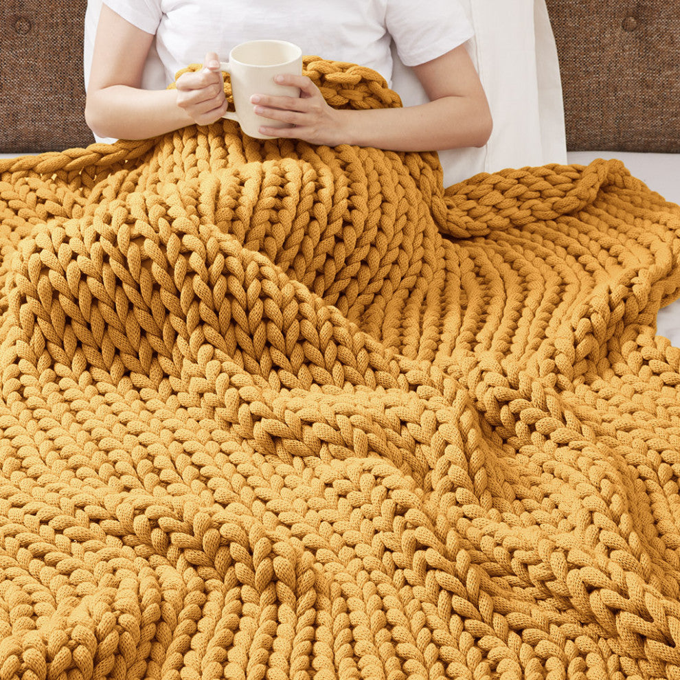 Madison Park Chunky Double Knit Hand Made Throw Blanket