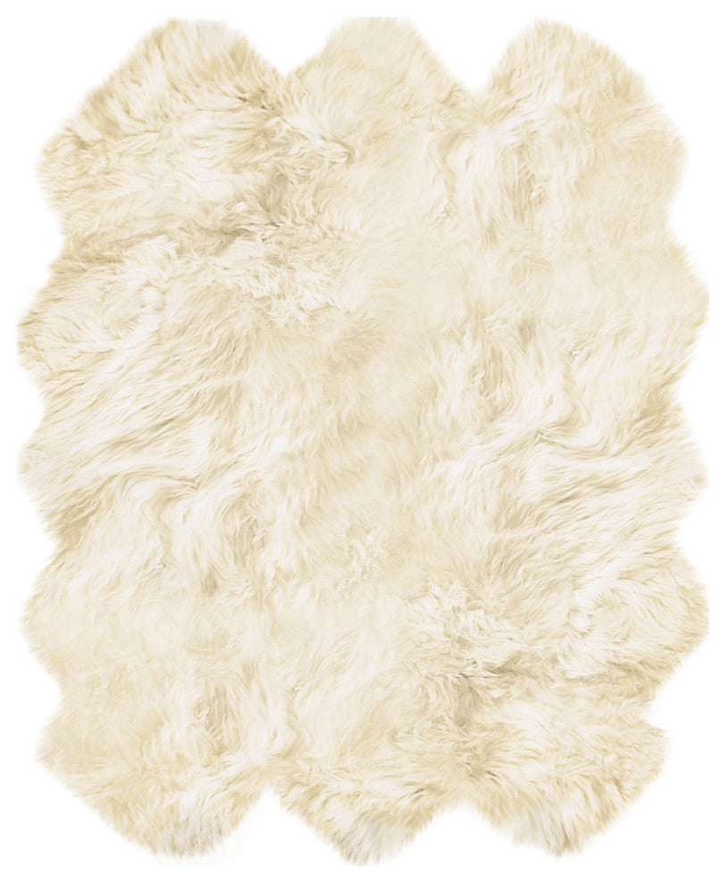 Natural 100% New Zealand Sheepskin Six Rug 5'x6', Natural