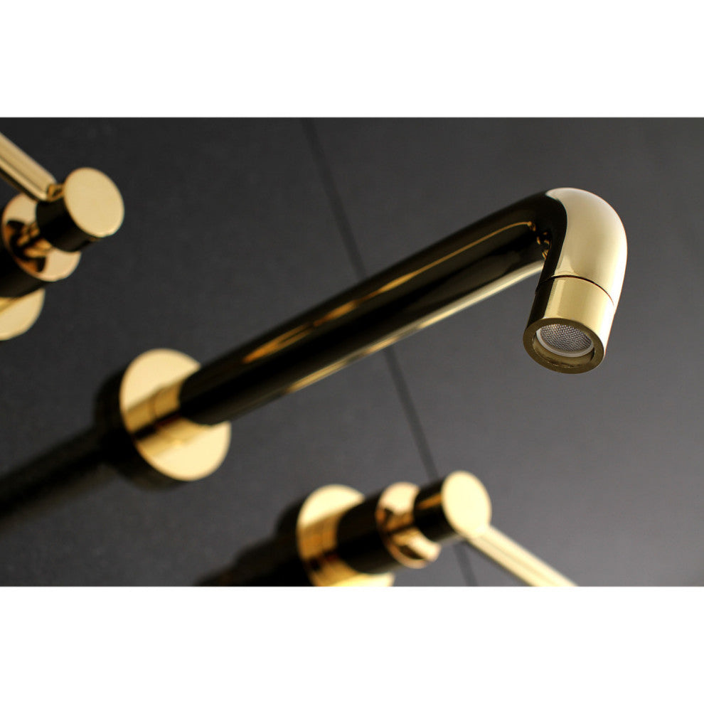Kingston Brass Two-Handle Wall Mount Tub Faucet, Polished Brass