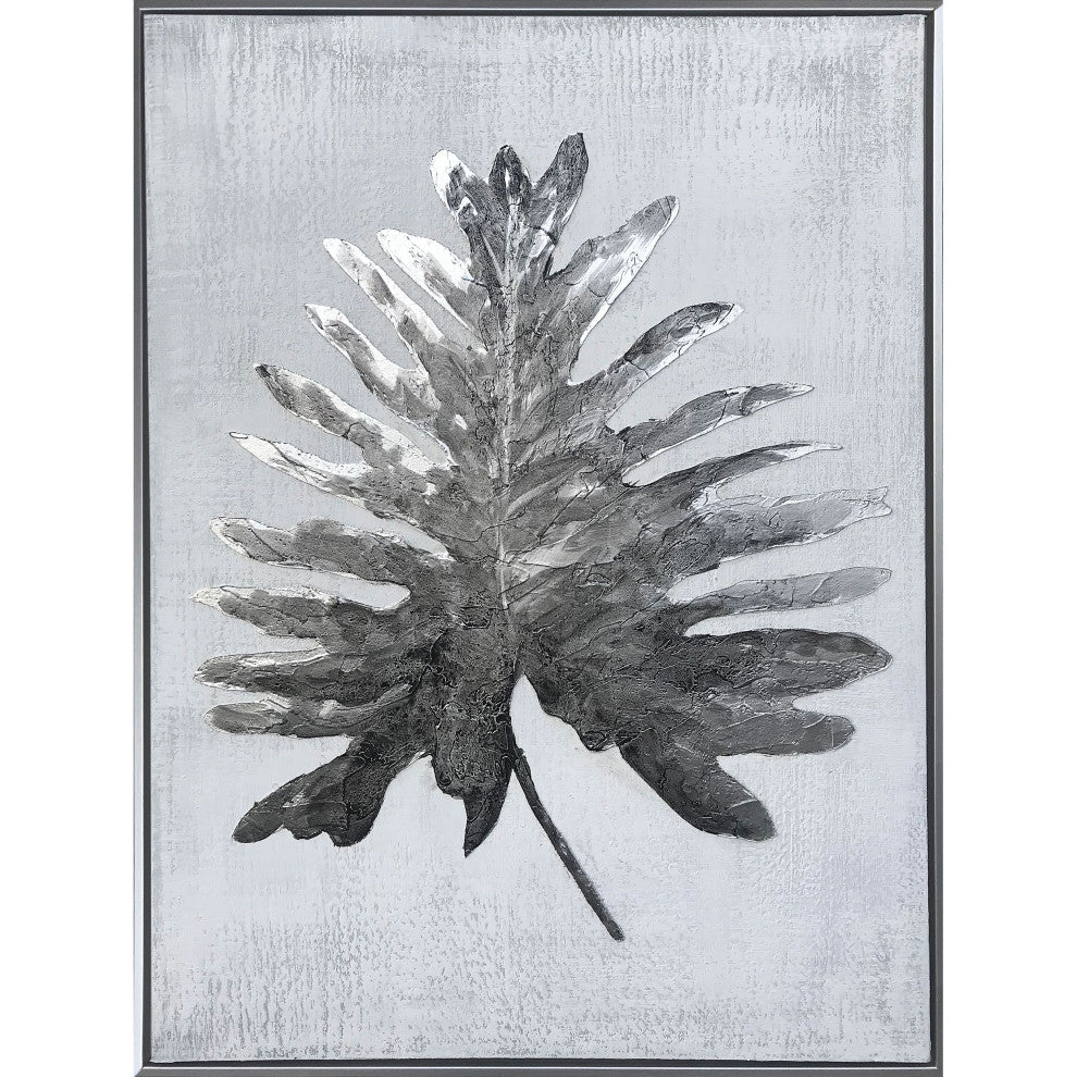 Silver Jungle Hand Painted Canvas, Jungle I - Palm Leaf