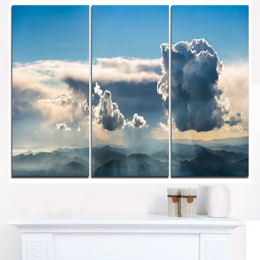 "Heavy Clouds in Sky Panoramic View" Metal Wall Art, 3 Panels, 36"x28"