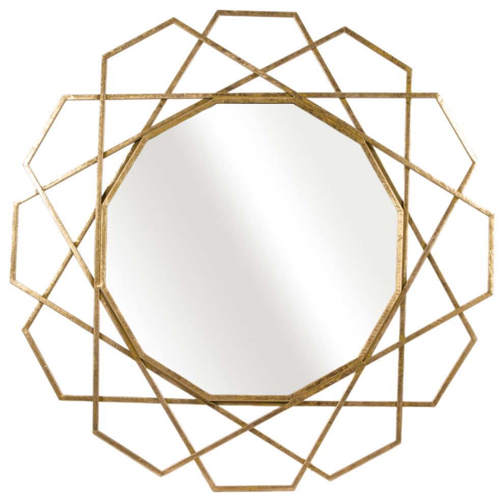 Metal 35" Geometric Mirror, Gold