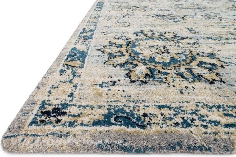 Grey & Navy Microfiber Polyester Torrance Rug by Loloi, 9'3"x13'