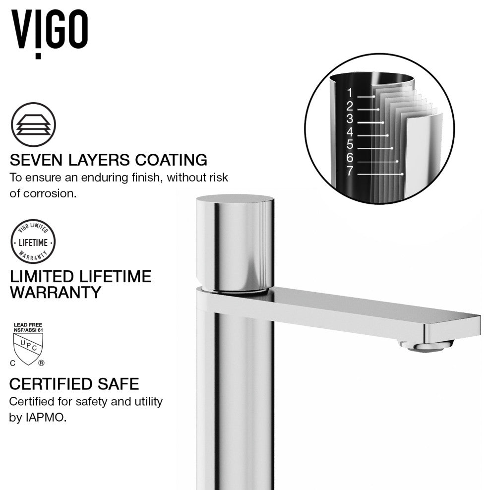 VIGO Gotham 12" H Single Handle Single Hole Bathroom Vessel Faucet, Chrome