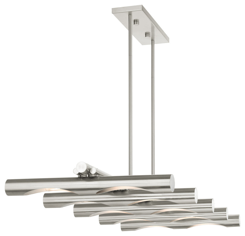 Brushed Nickel Contemporary, Minimal, Industrial, Urban, Sleek Linear Chandelier