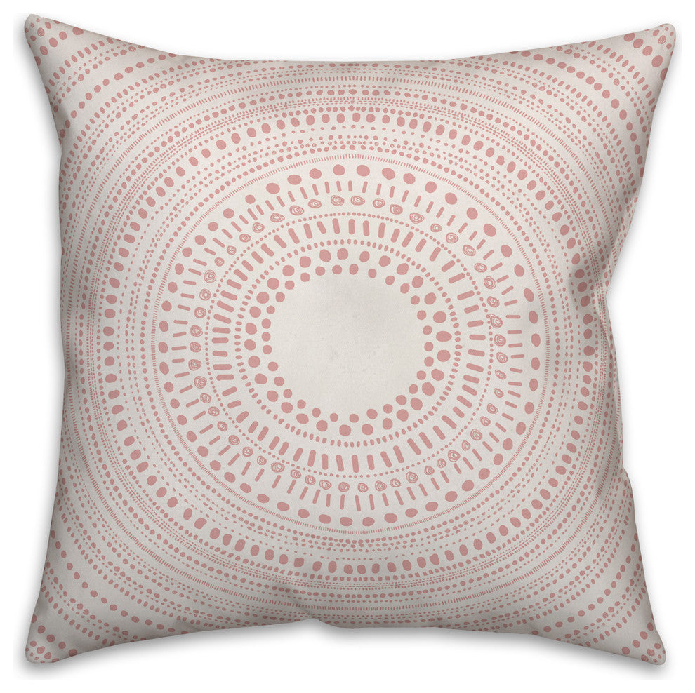 White and Blush Medallion 20x20 Throw Pillow