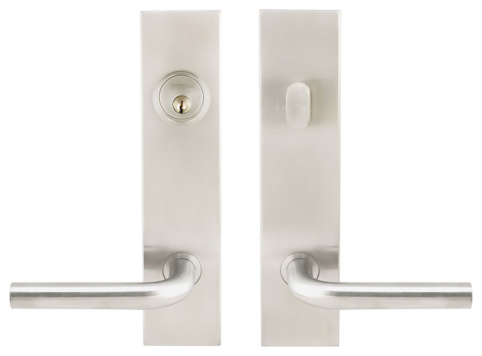Cologne Lever, Tubular Entry, Single Cylinder, Left Hand, Satin Stainless Steel
