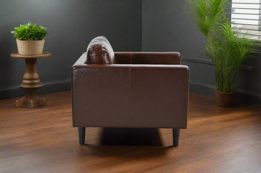 Philippe Top Grain Leather Arm Chair - Chocolate Brown