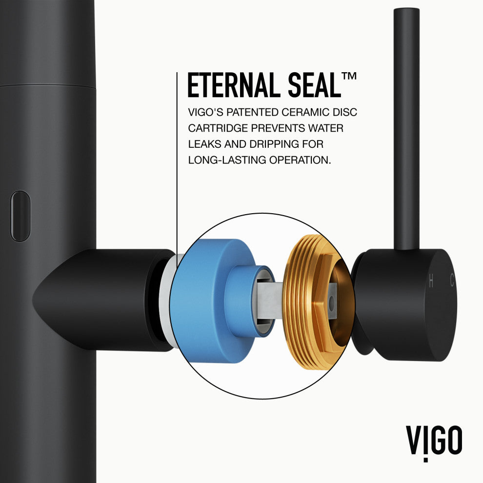 VIGO Greenwich 18" H Single Handle Pull-Down Sprayer Kitchen Faucet, Matte Black, Touchless, Without Extras