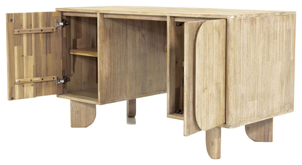 Haru 55" Wide Acacia Desk, Beige