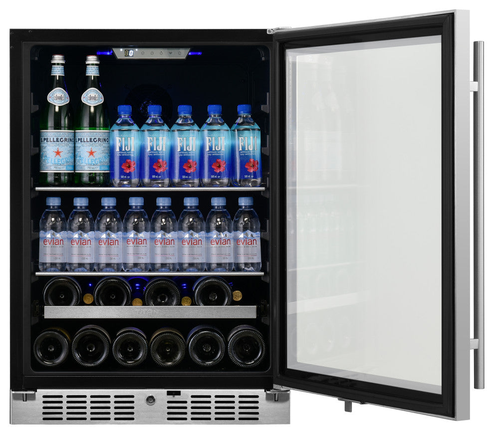 Titan Signature 24" 84Bottle 13Can SS Door Single Zone Wine and Beverage Cooler