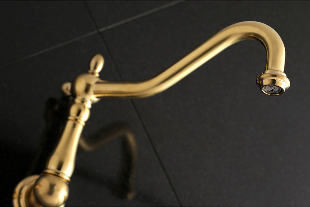 Kingston Brass Wall Mount Tub Faucet, Brushed Brass