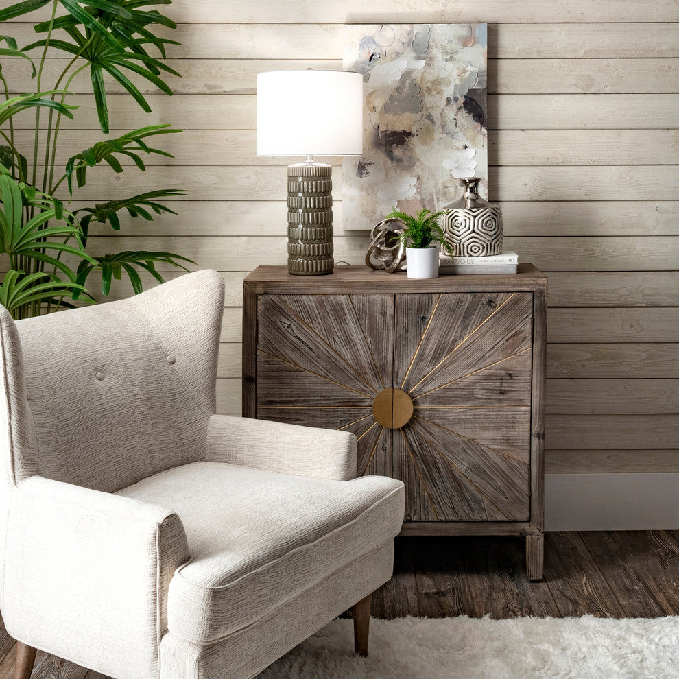 Nuloom 25" Tangela Ridged Ceramic Linen Shade Gray, On-Off Switch Table Lamp