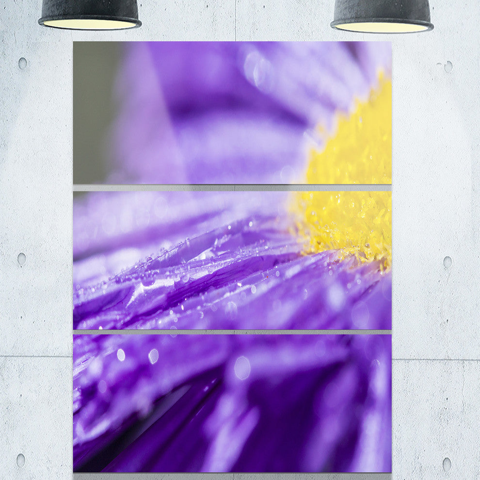 "Large Violet Flower Petal Close-up" Metal Wall Art, 3 Panels, 28"x36"
