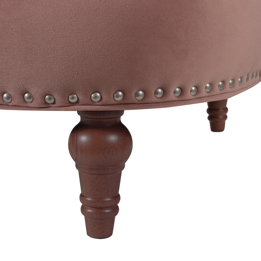 La Rosa Victorian Chesterfield Tufted Sofa, Dusty Pink Velvet