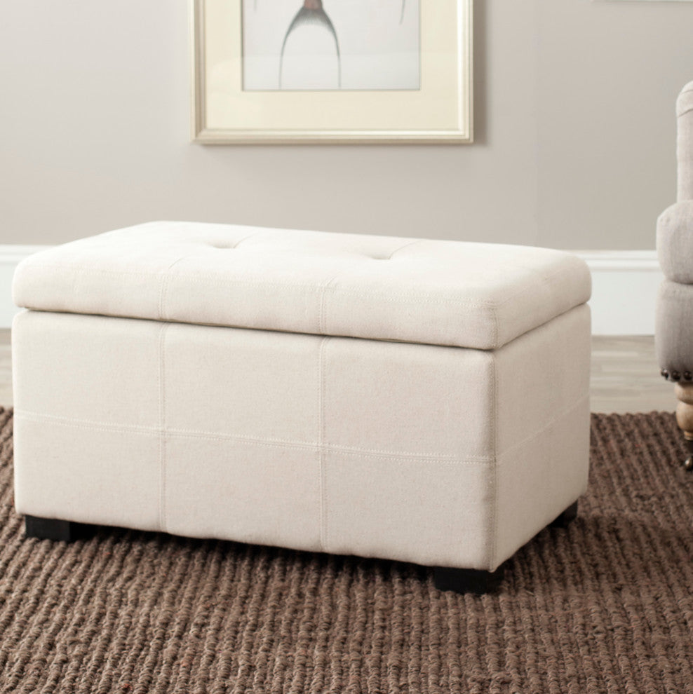 Safavieh Maiden Tufted Storage Bench, Small, Taupe Linen