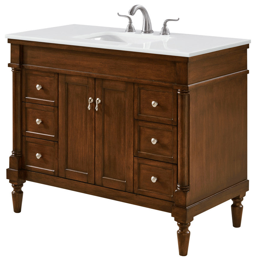 Elegant 42" Single Bathroom Vanity in Walnut